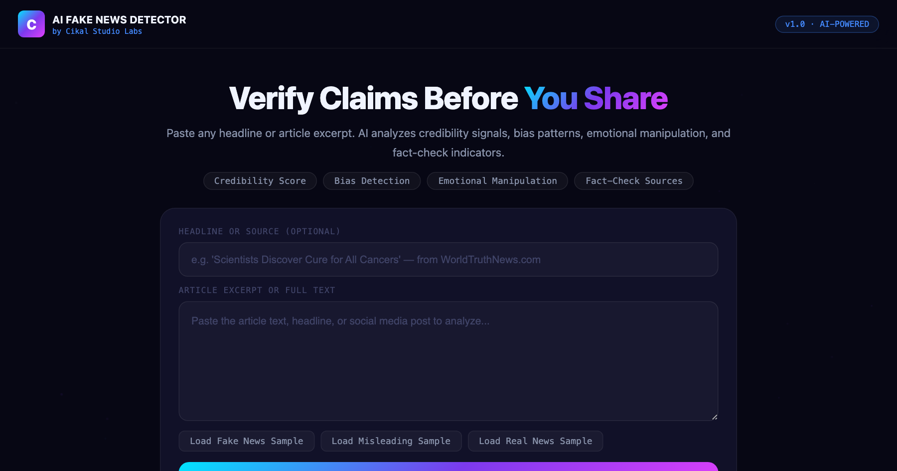 AI Fake News Detector screenshot
