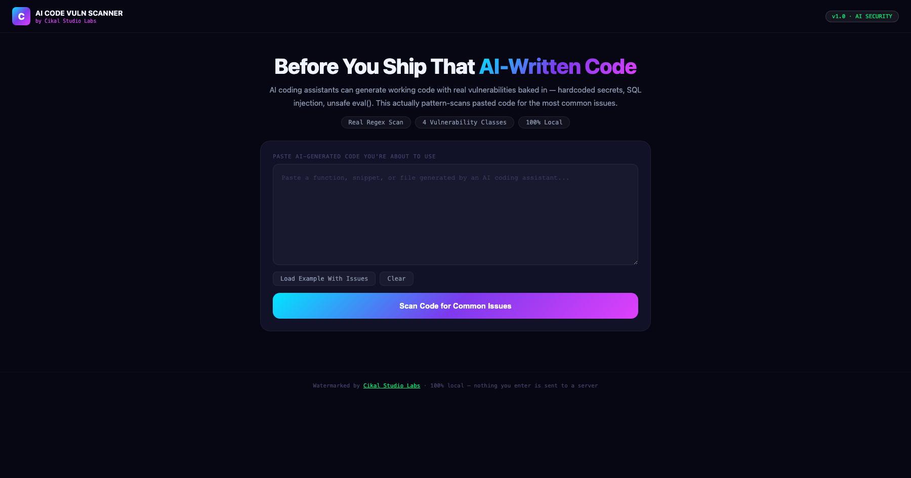 AI-Generated Code Vulnerability Checklist screenshot