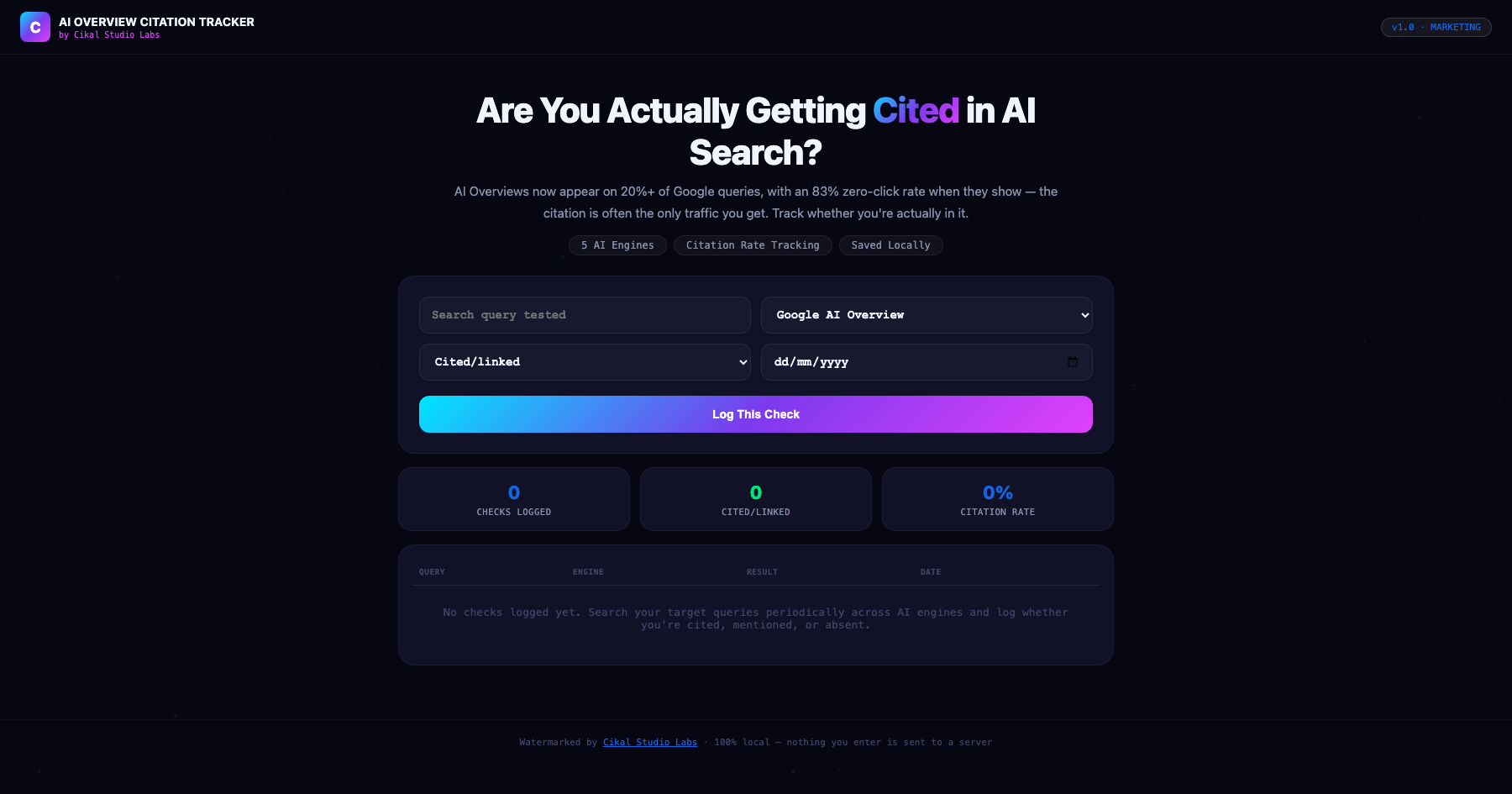 AI Overview Citation Tracker screenshot