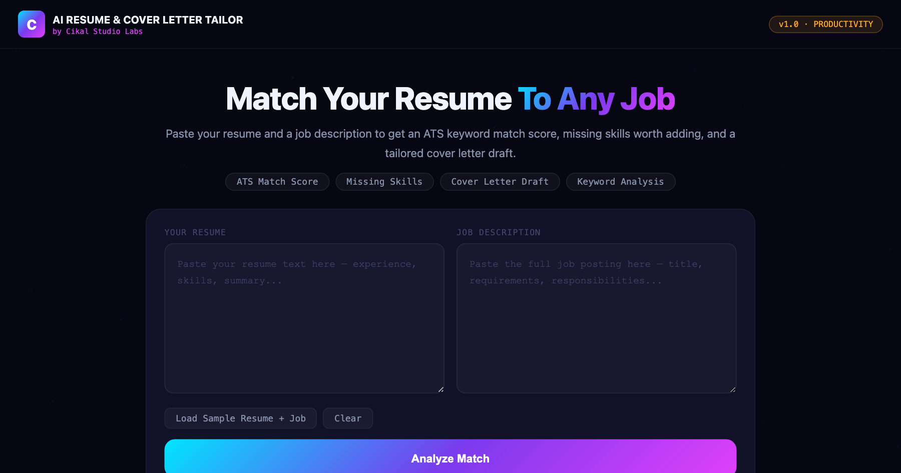AI Resume & Cover Letter Tailor screenshot