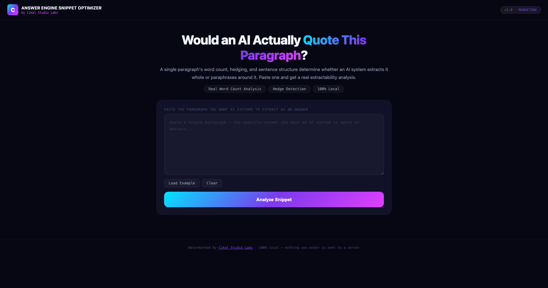 Answer Engine Snippet Optimizer screenshot