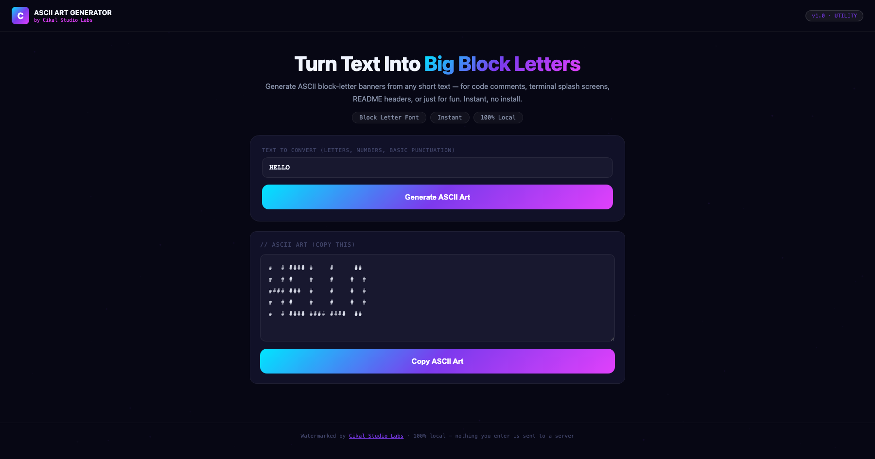 ASCII Art Text Generator screenshot