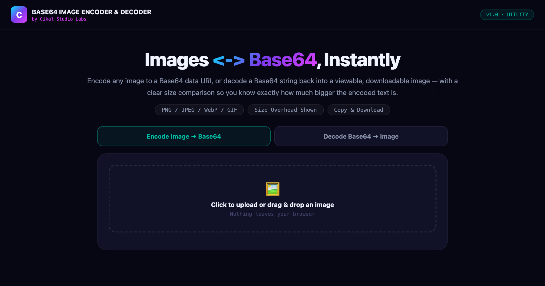 Base64 Image Encoder & Decoder β live screenshot of the tool