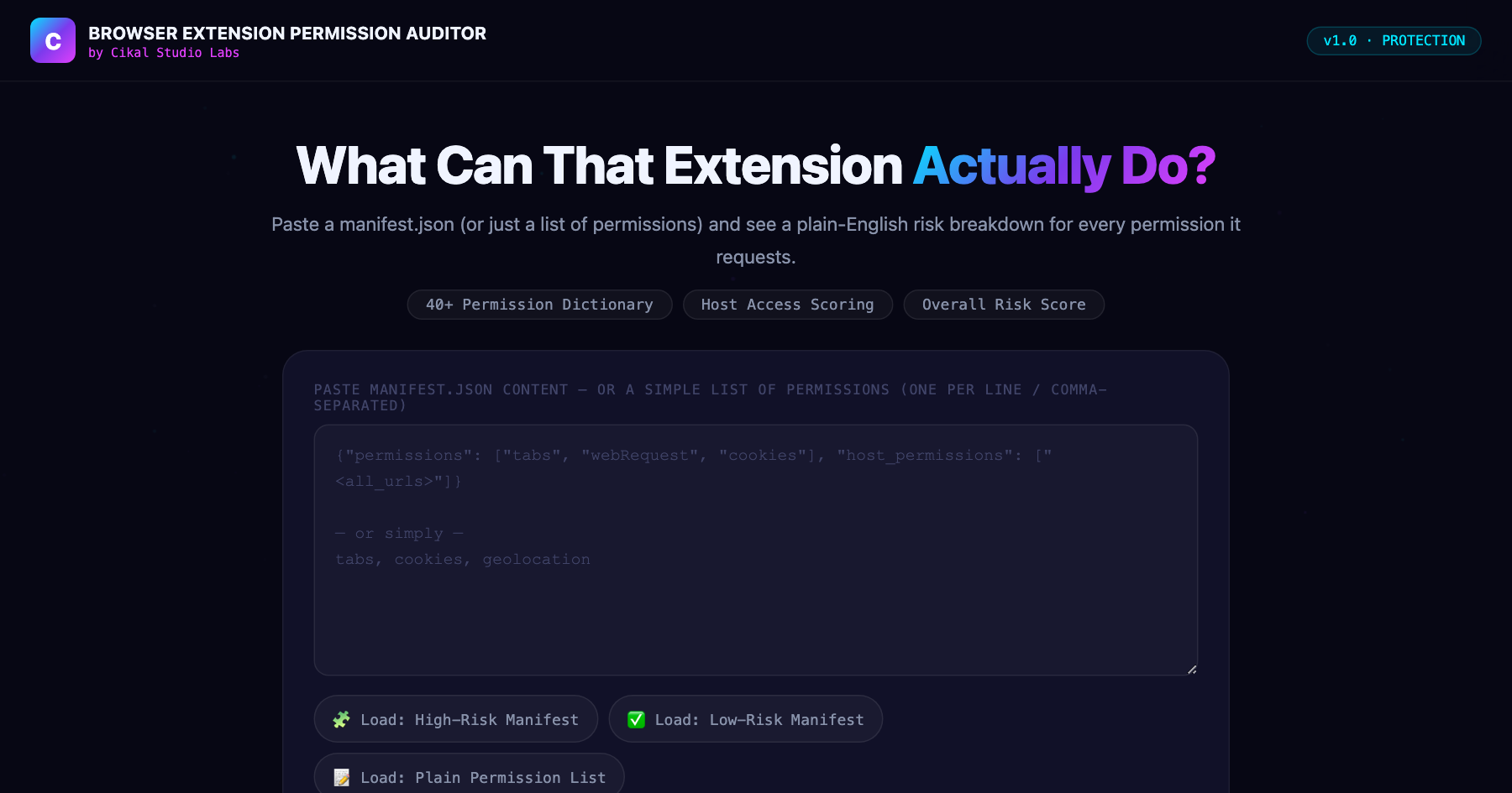 Browser Extension Permission Auditor screenshot