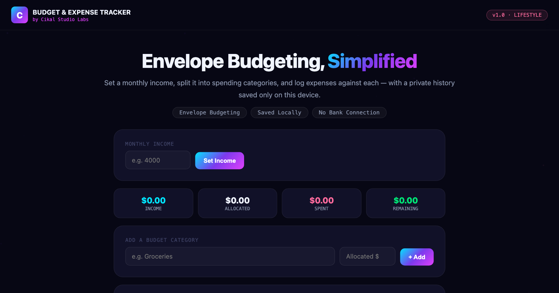 Budget & Expense Tracker screenshot