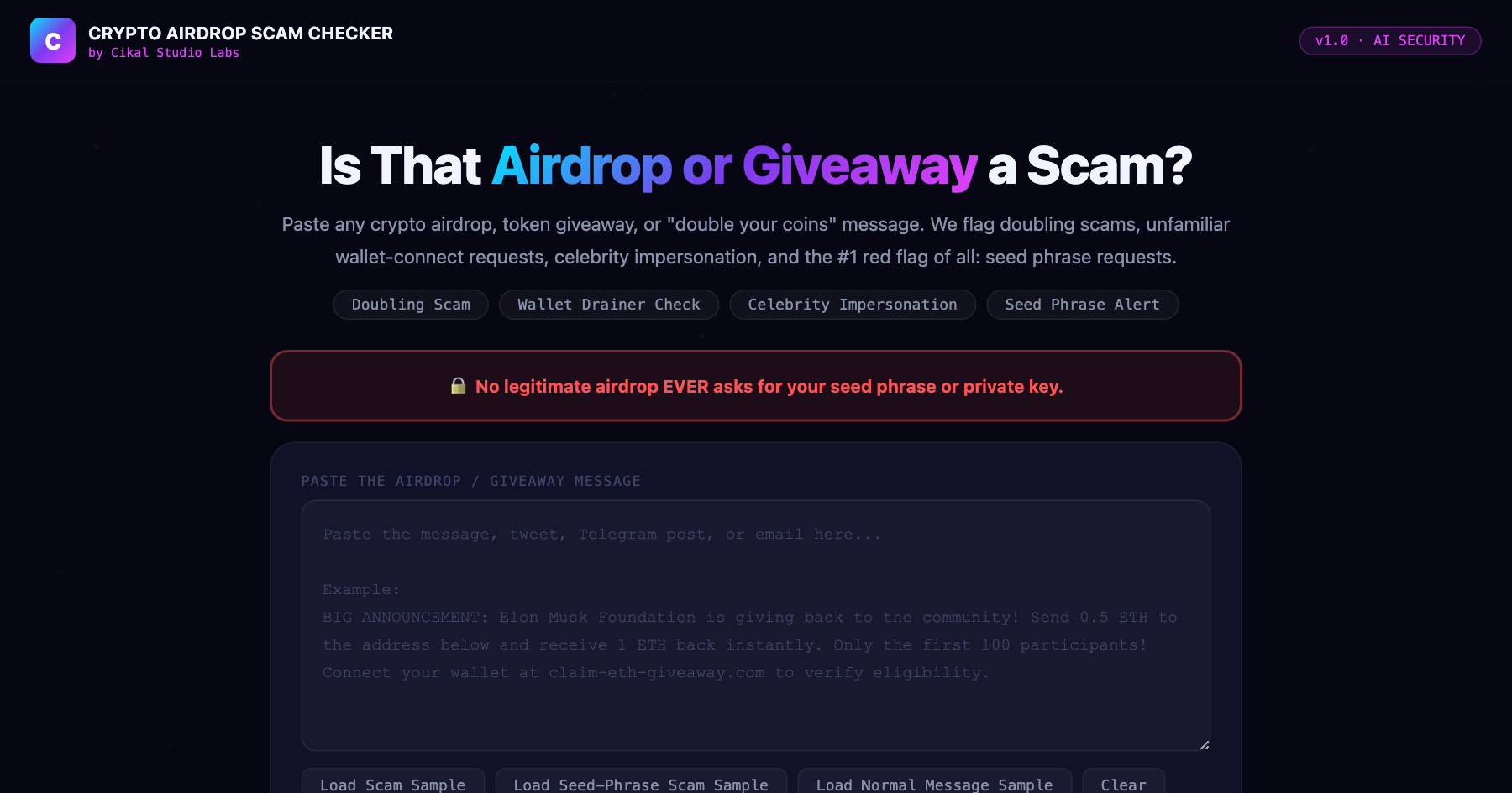 Crypto Airdrop Scam Checker screenshot