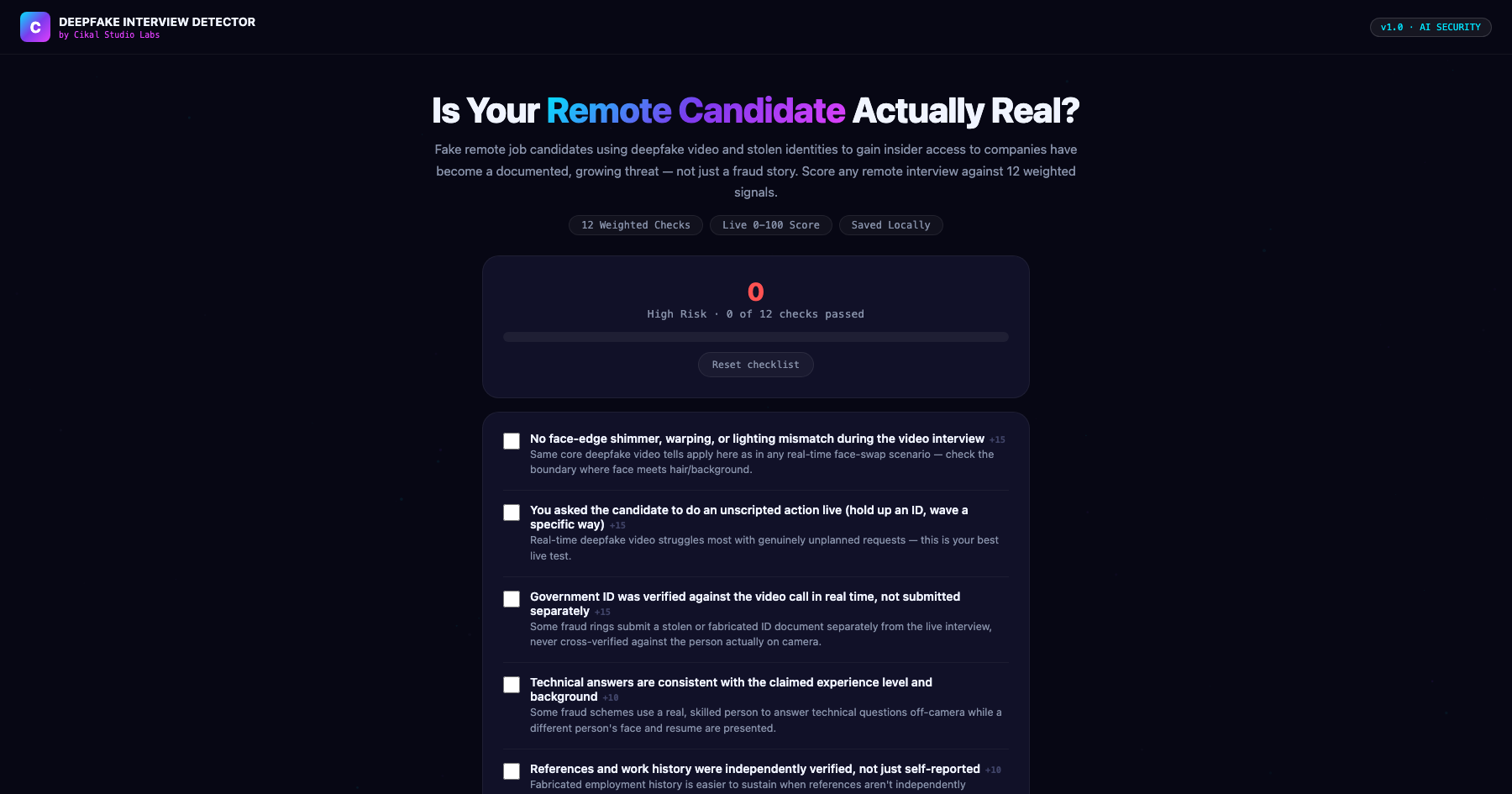 Deepfake Job Interview Detector screenshot