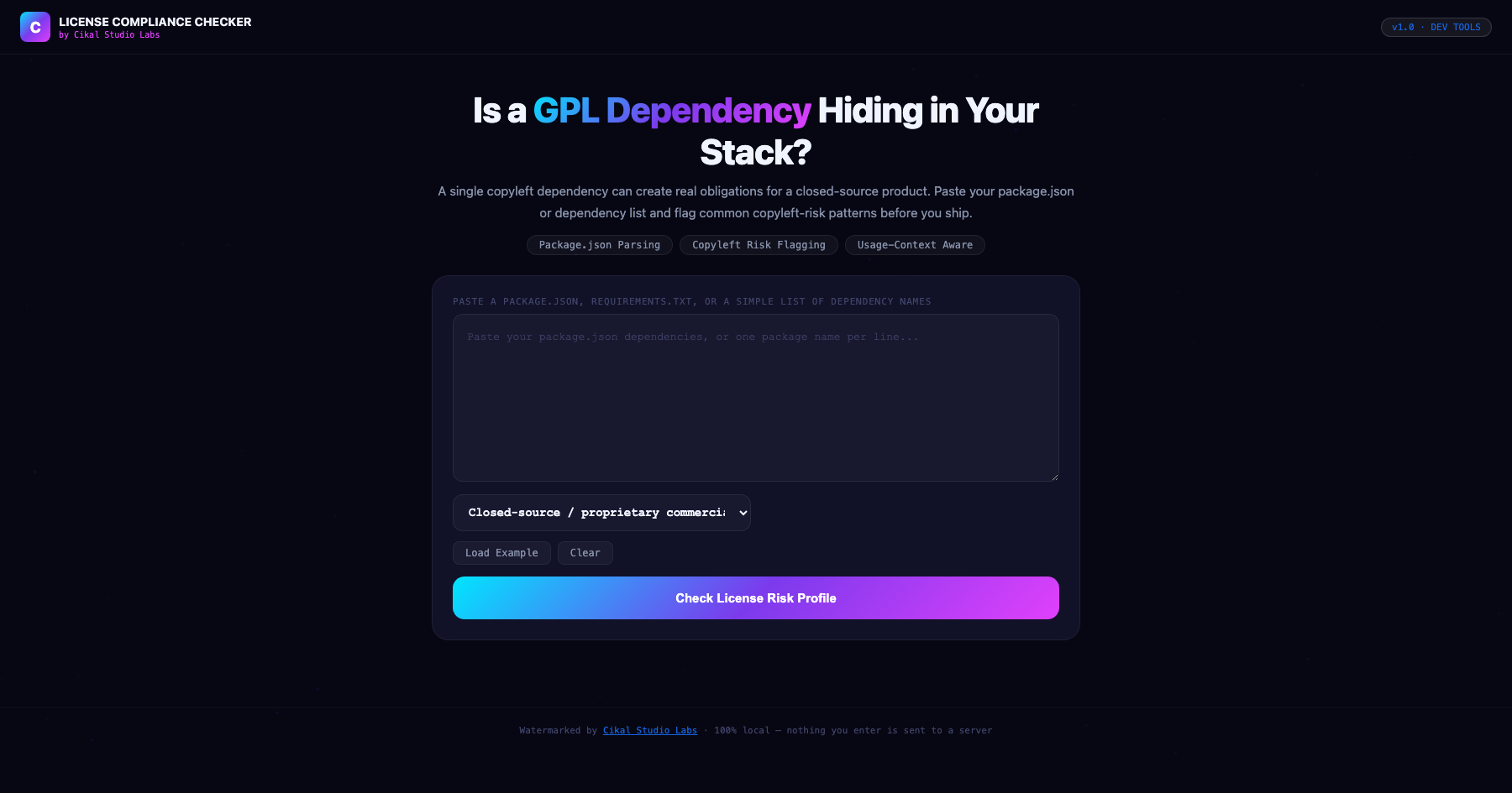 Dependency License Compliance Checker screenshot