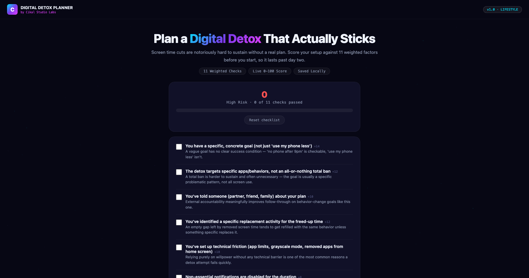 Digital Detox Planner screenshot