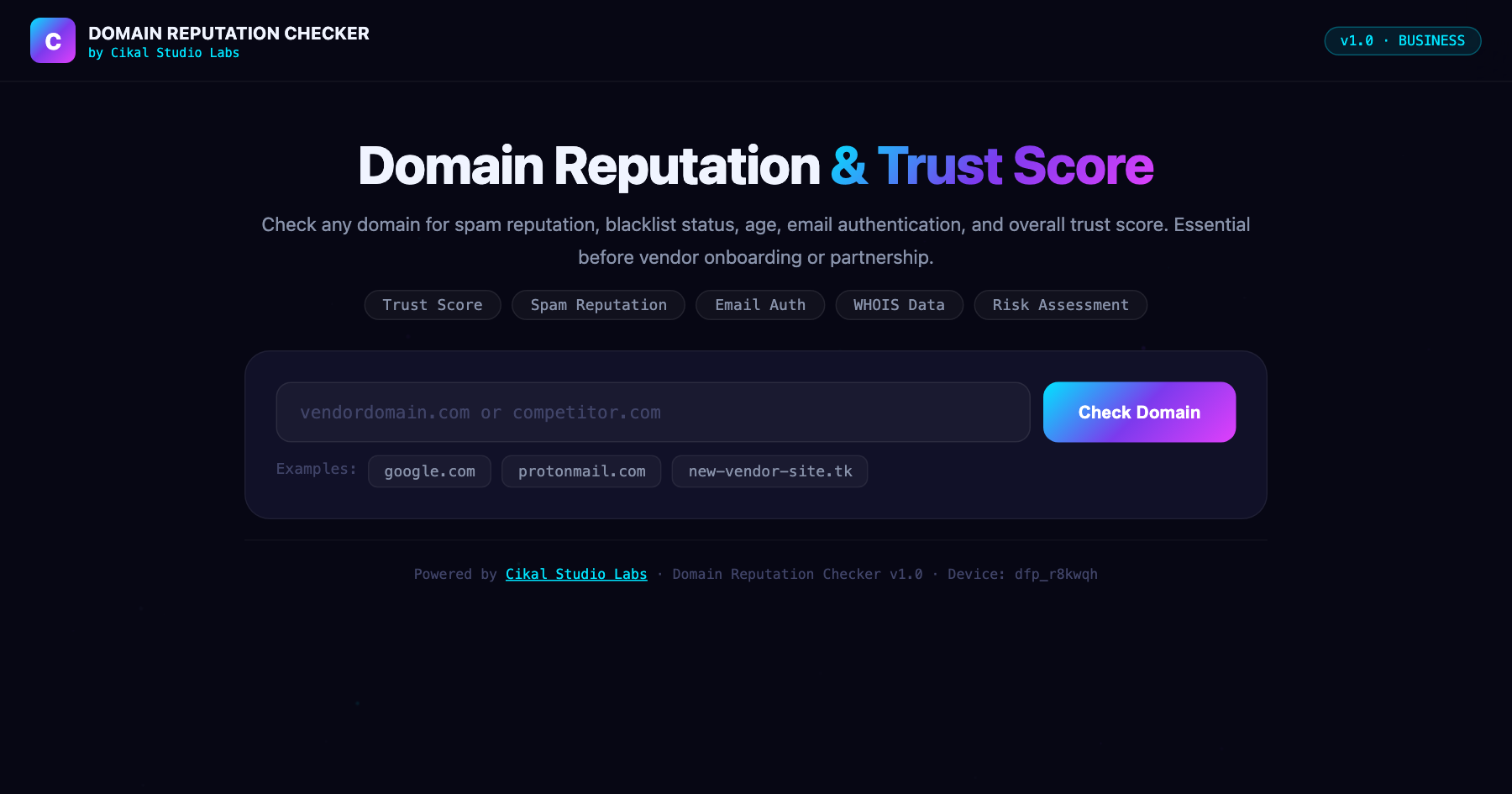 Domain Reputation Checker screenshot