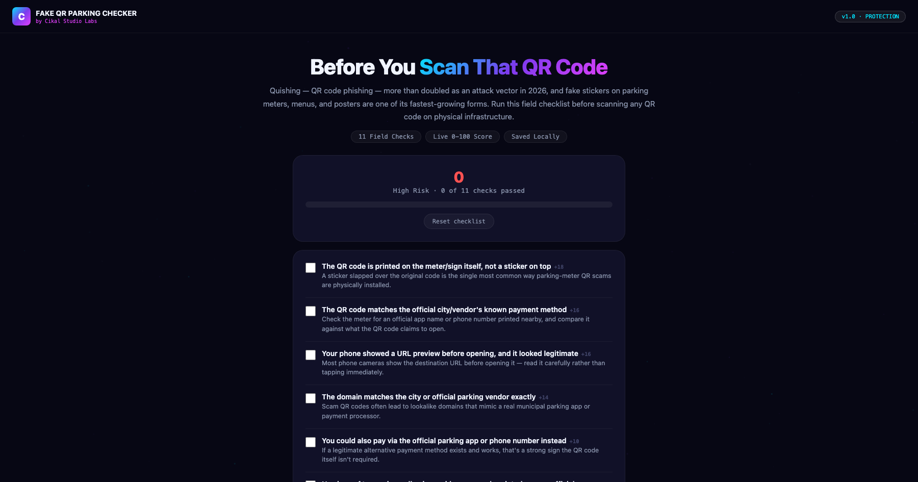 Fake Parking Meter QR Scam Checker screenshot