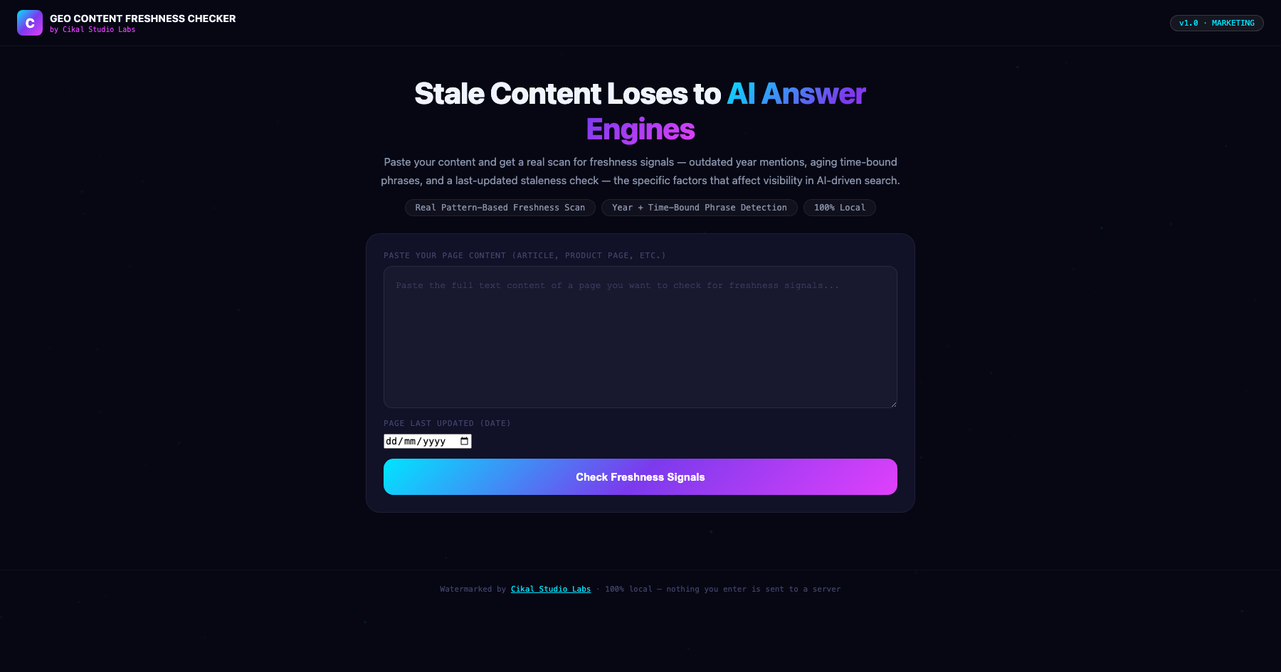 GEO Content Freshness Checker screenshot