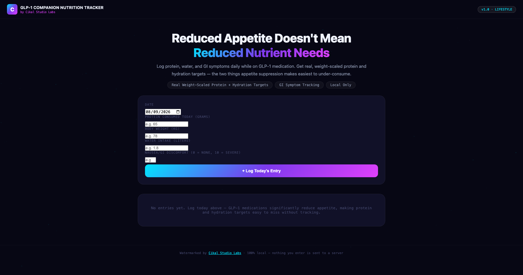 GLP-1 Companion Nutrition Tracker screenshot