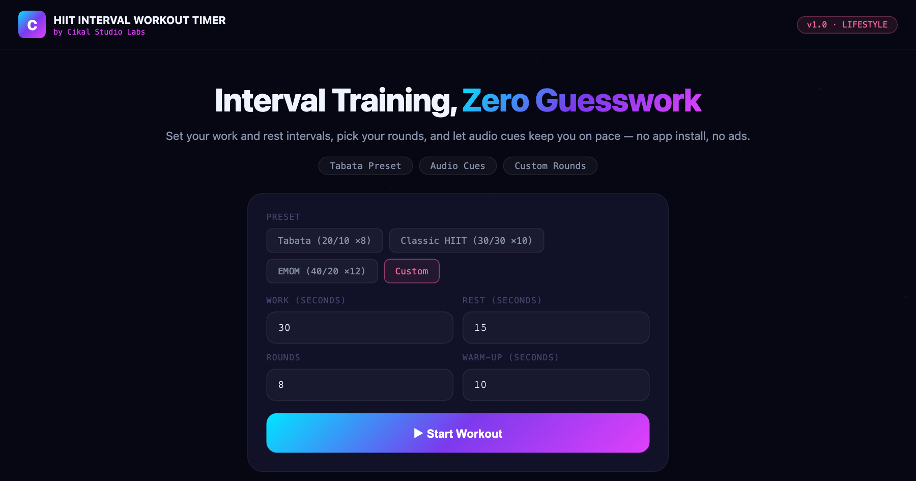 HIIT Interval Workout Timer screenshot