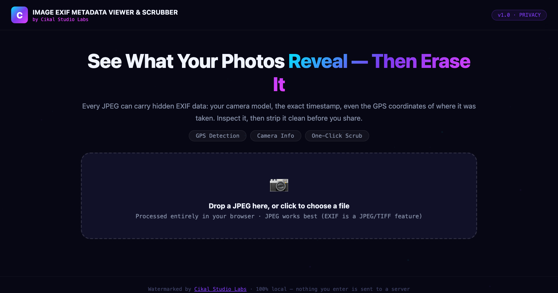Image EXIF Metadata Viewer & Scrubber screenshot