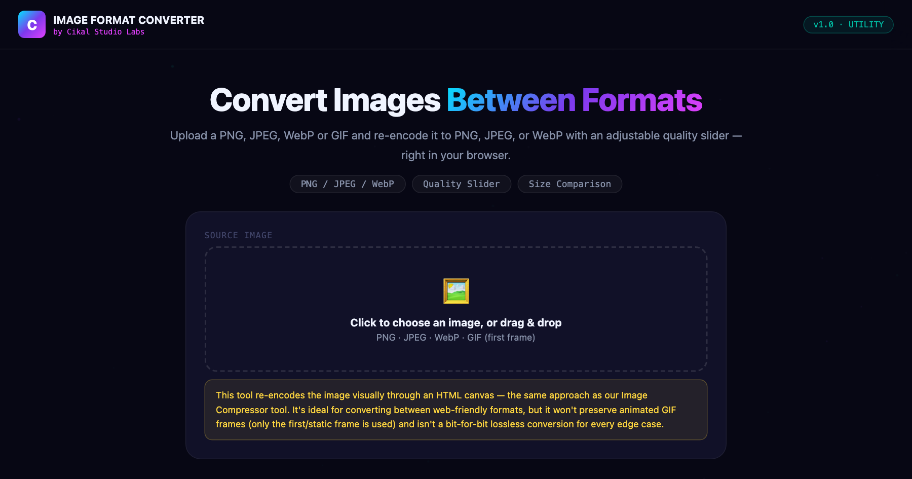 Image Format Converter β live screenshot of the tool