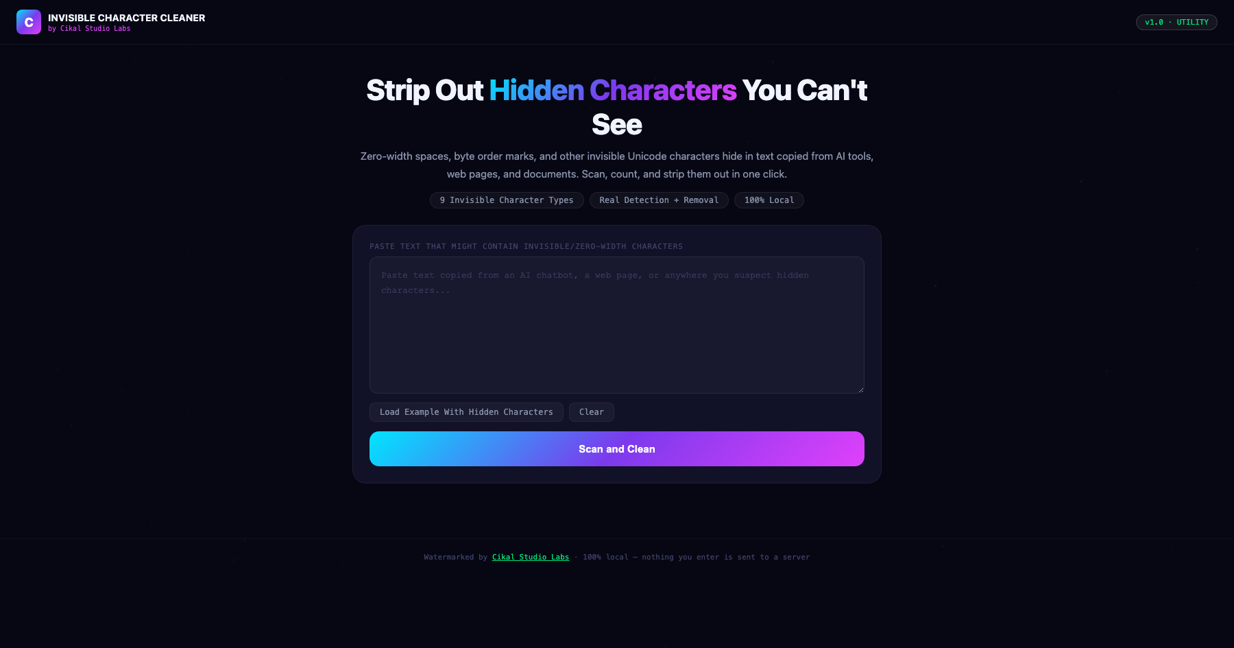 Invisible Unicode Character Cleaner screenshot