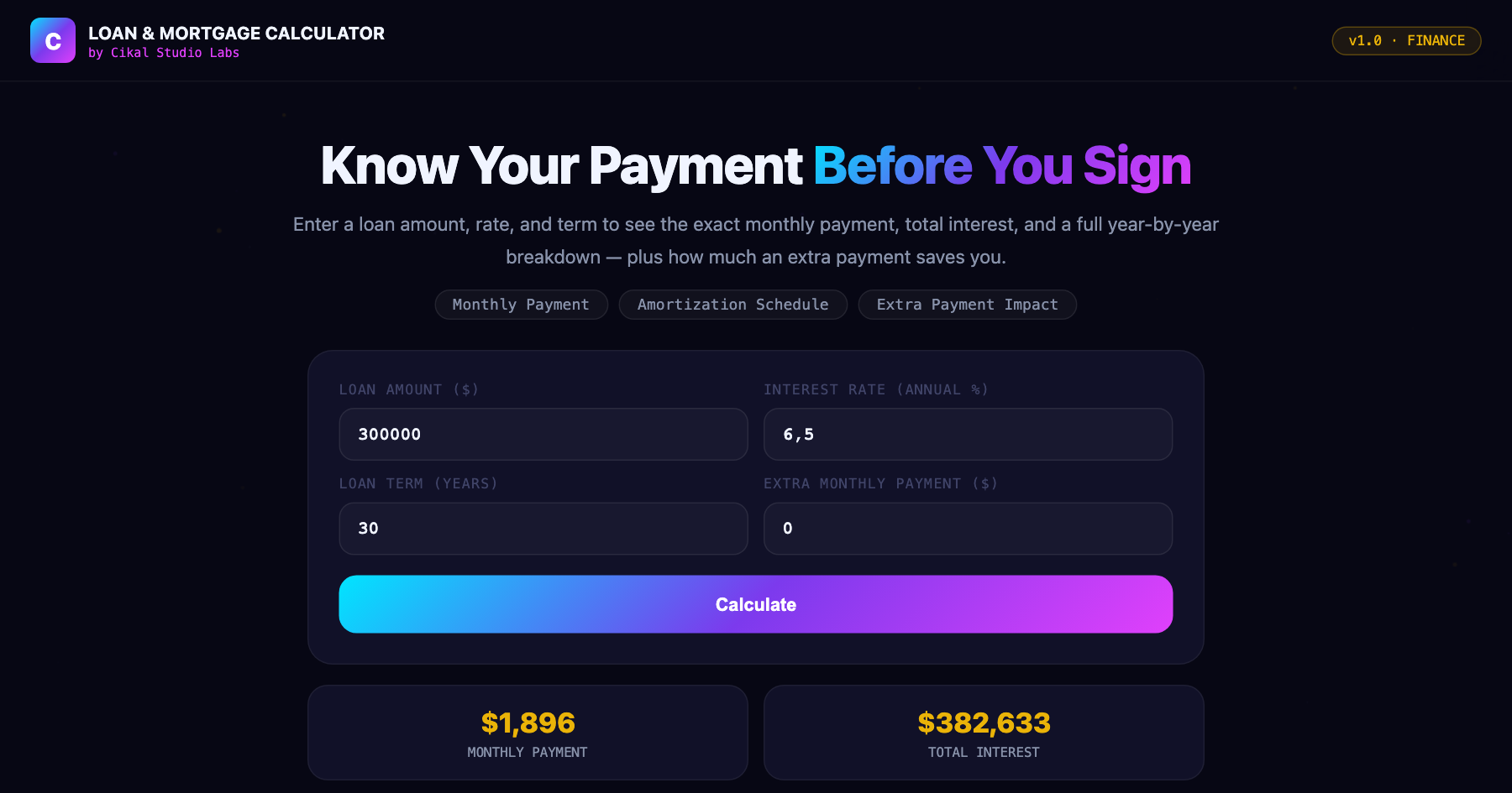 Loan & Mortgage Calculator screenshot