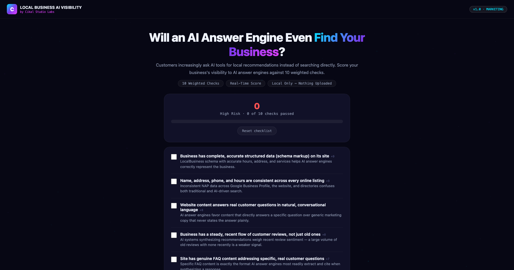 Local Business AI Search Visibility Checklist screenshot