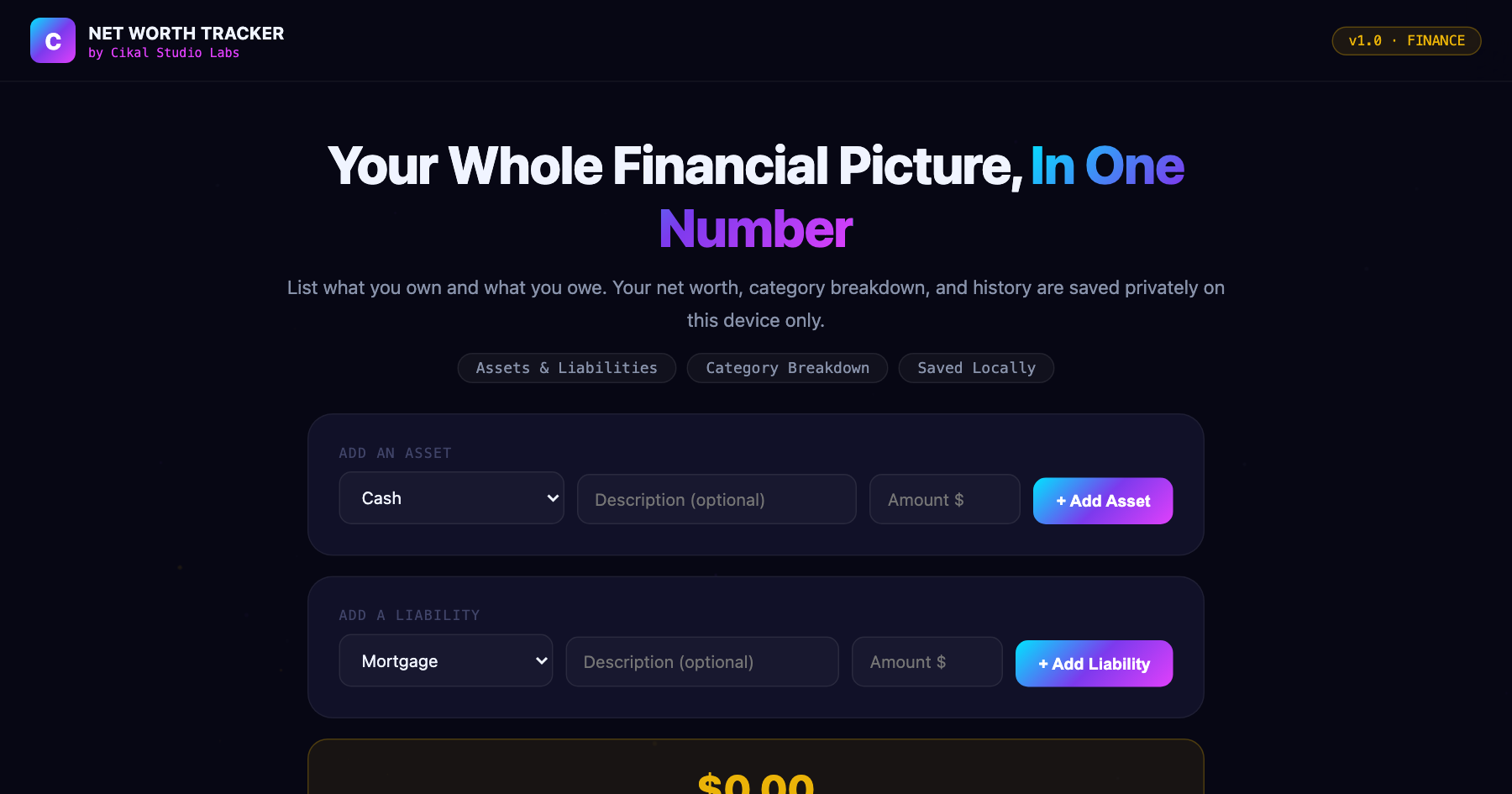 Net Worth Tracker screenshot