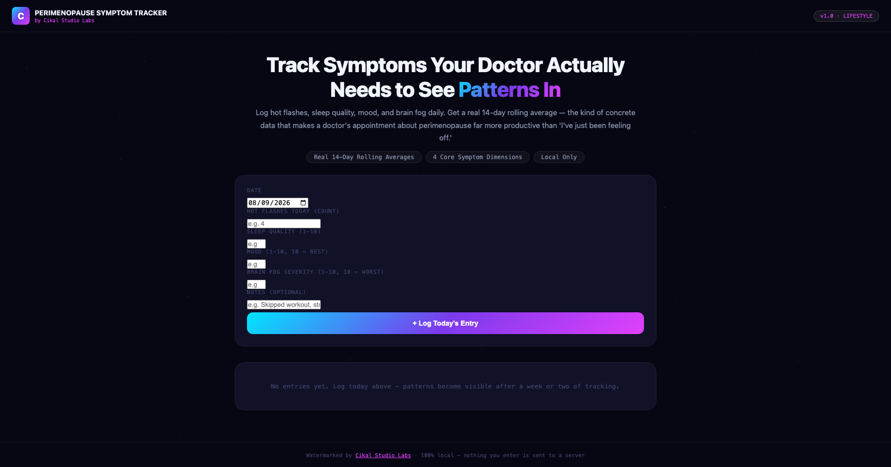 Perimenopause Symptom Tracker screenshot