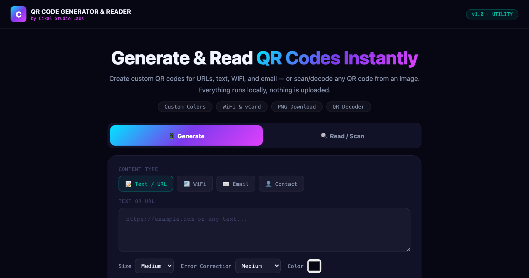 QR Code Generator & Reader screenshot
