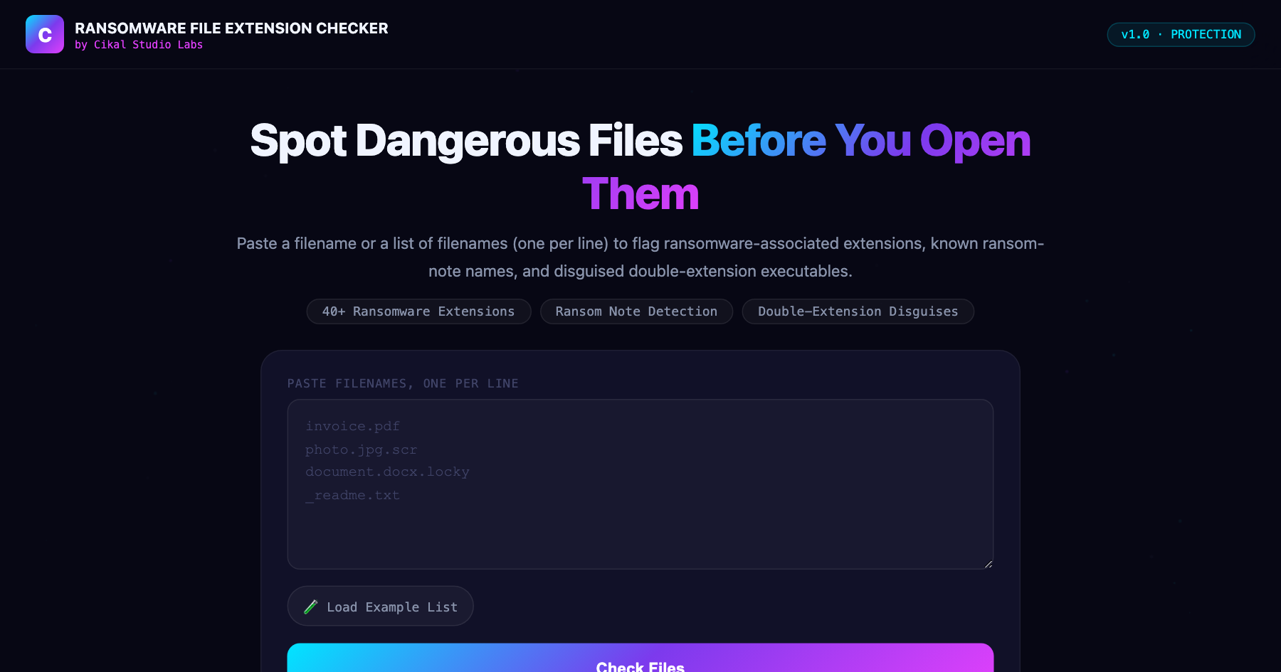 Ransomware File Extension Checker screenshot