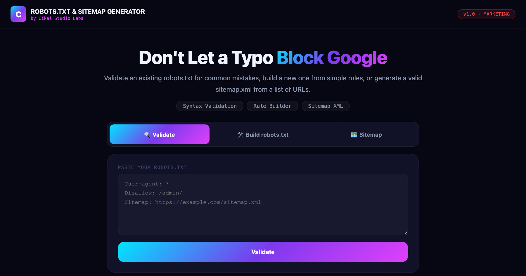 Robots.txt & Sitemap Generator screenshot