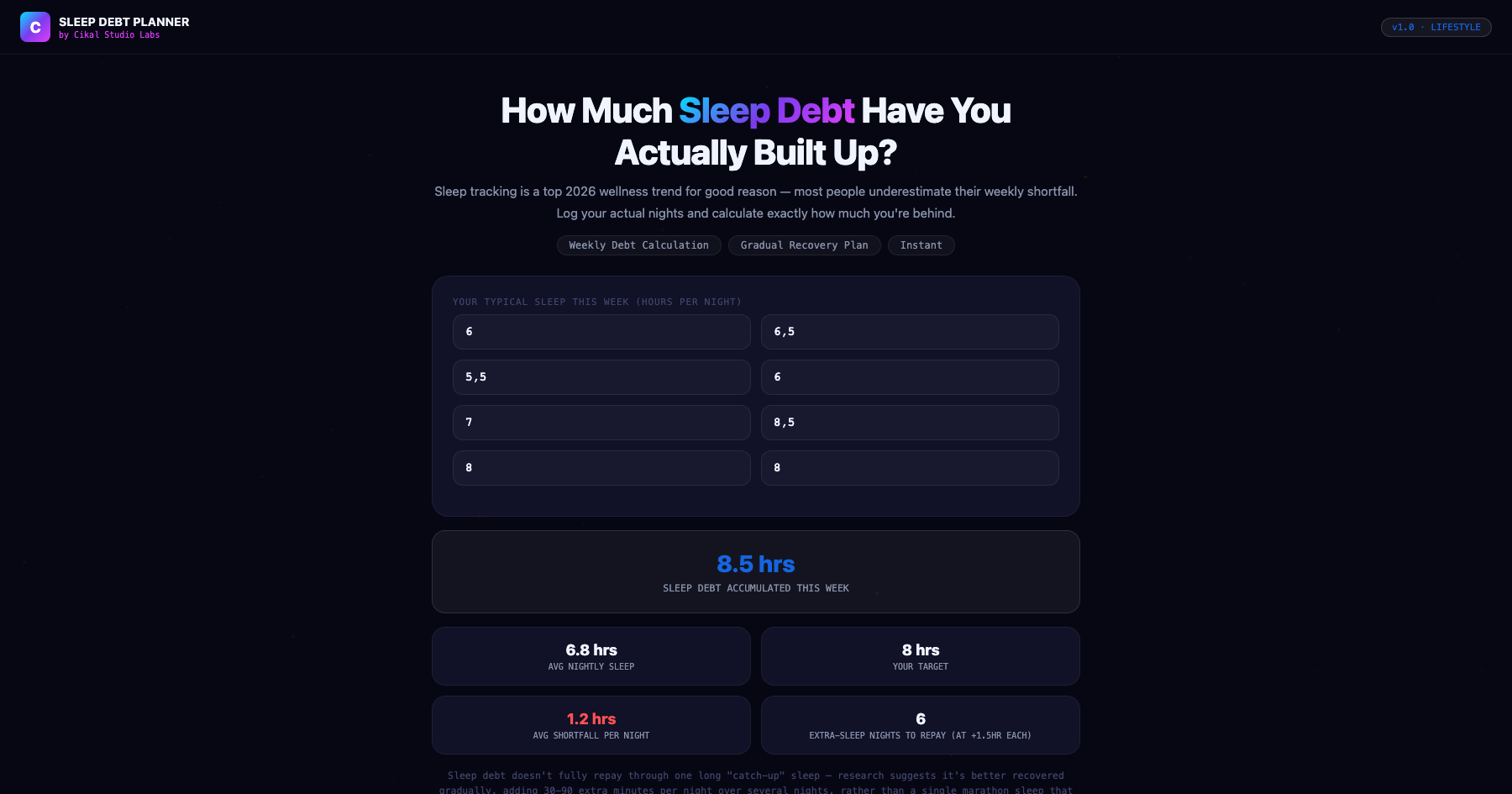 Sleep Debt Recovery Planner screenshot