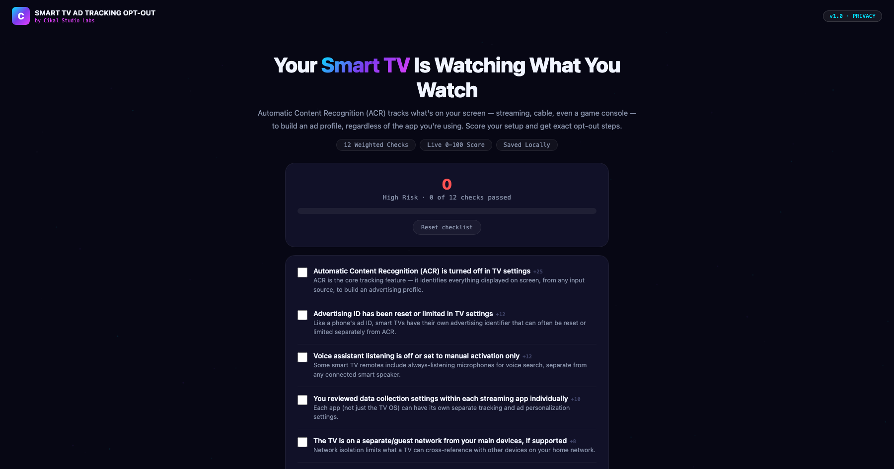 Smart TV Ad Tracking Opt-Out Guide screenshot