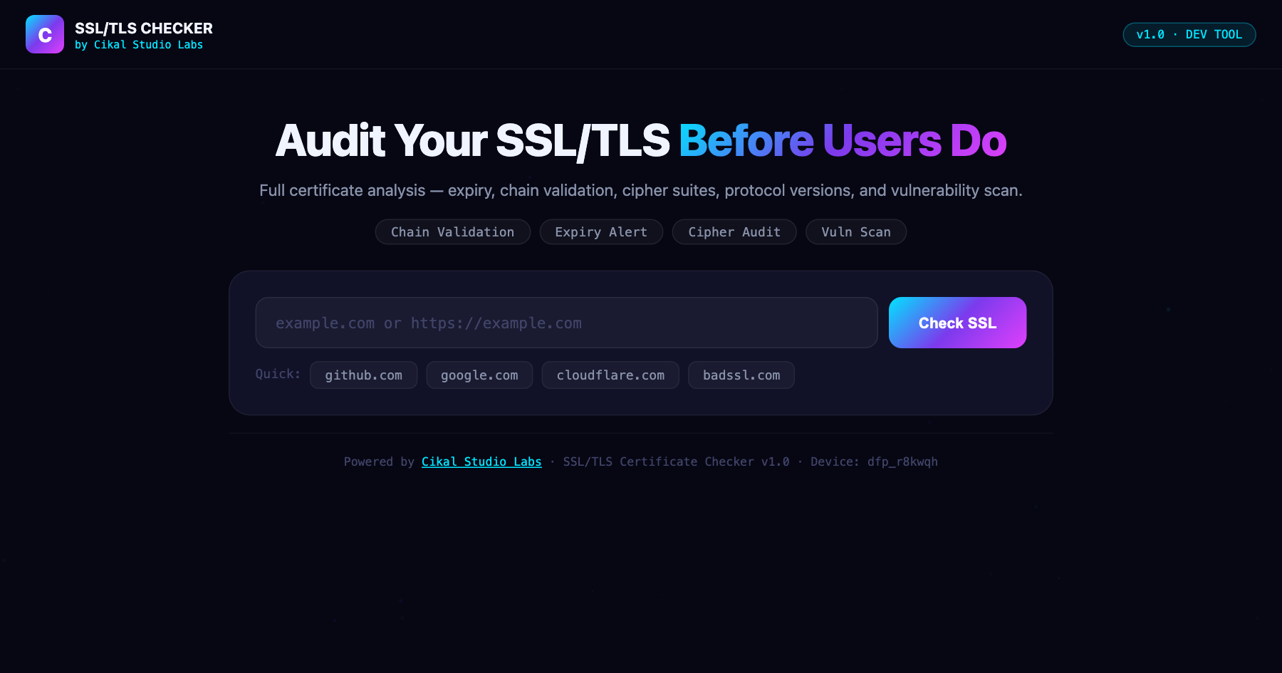 SSL/TLS Certificate Checker screenshot