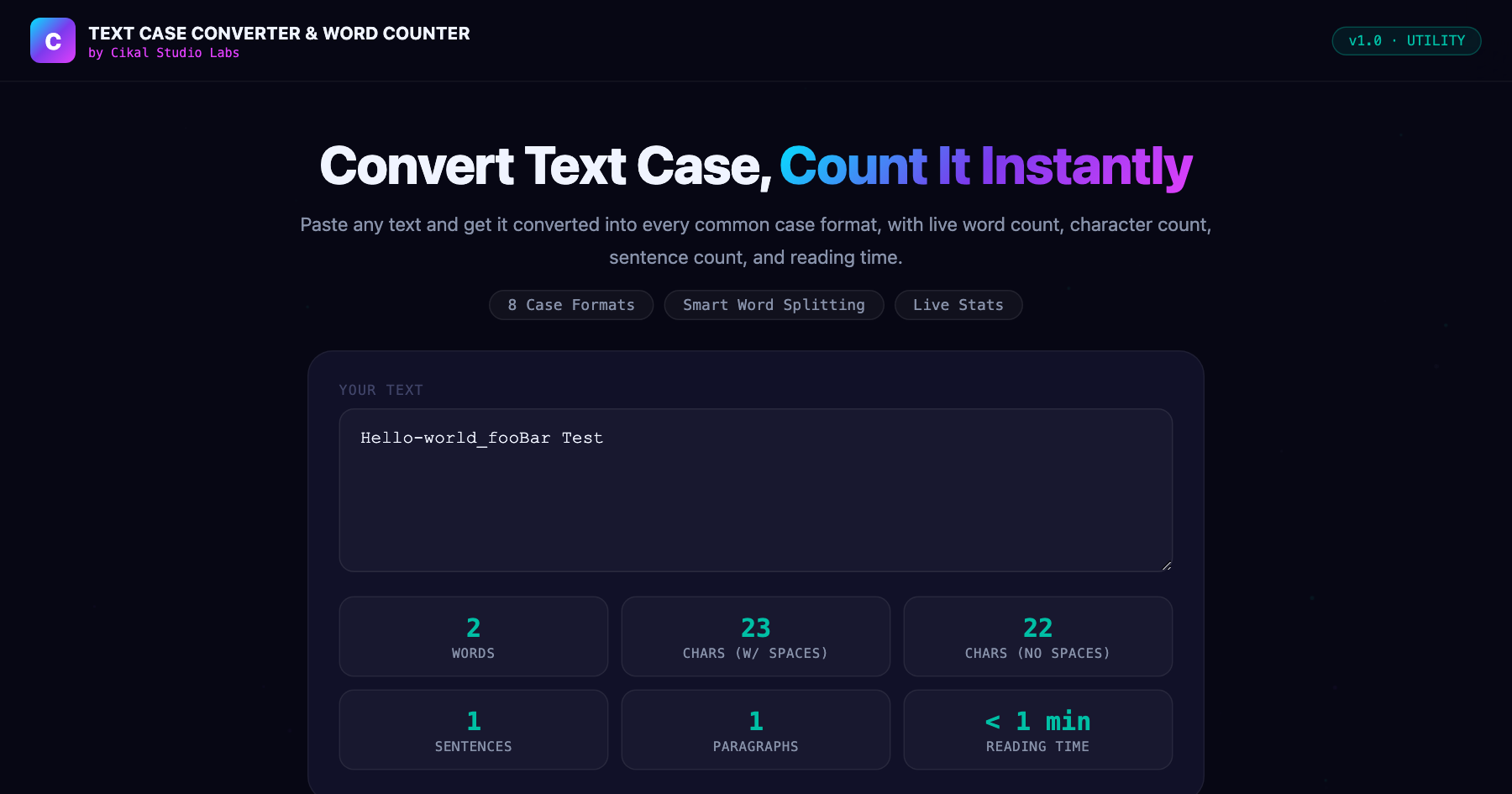 Text Case Converter & Word Counter screenshot