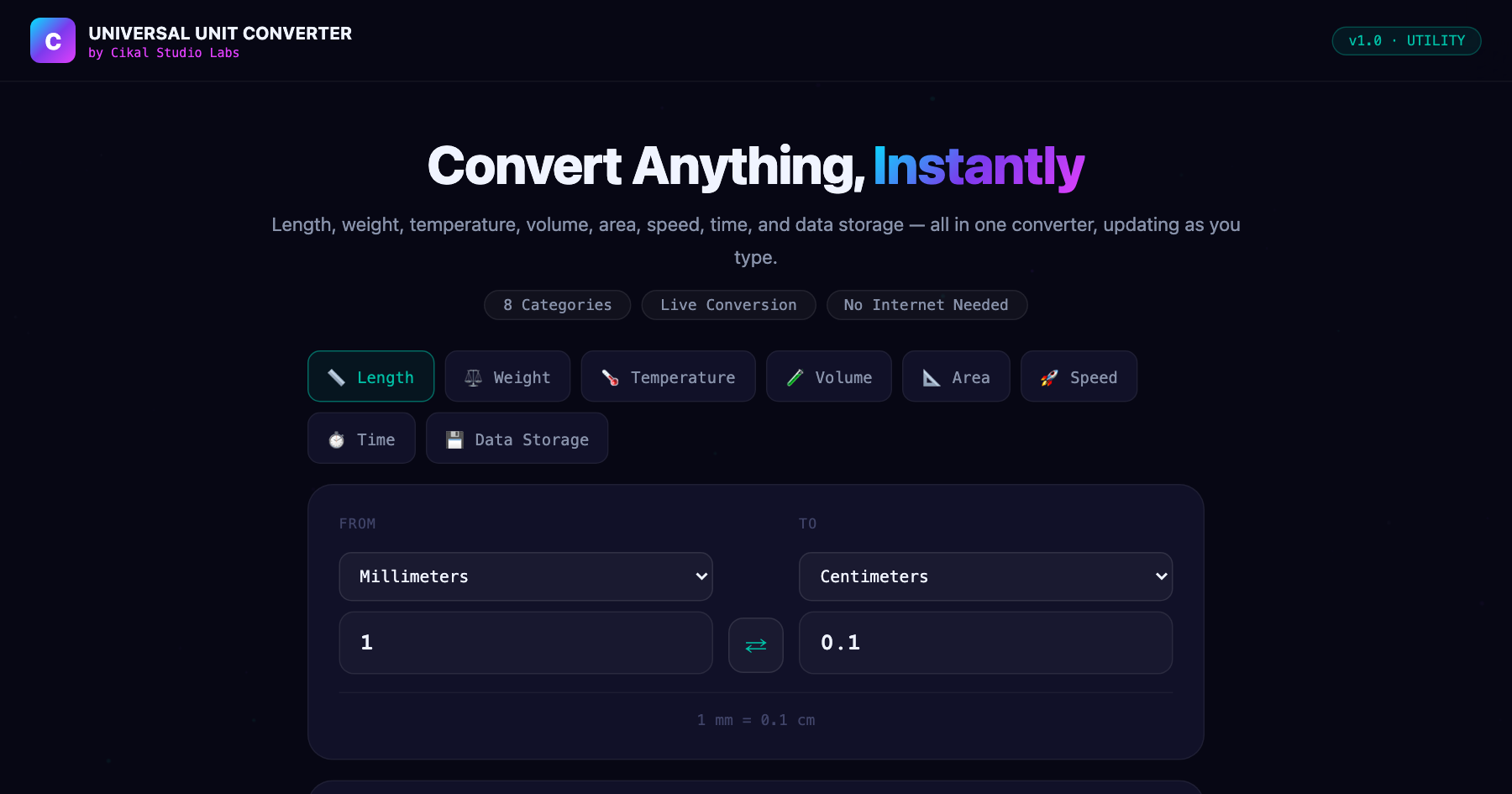 Universal Unit Converter screenshot