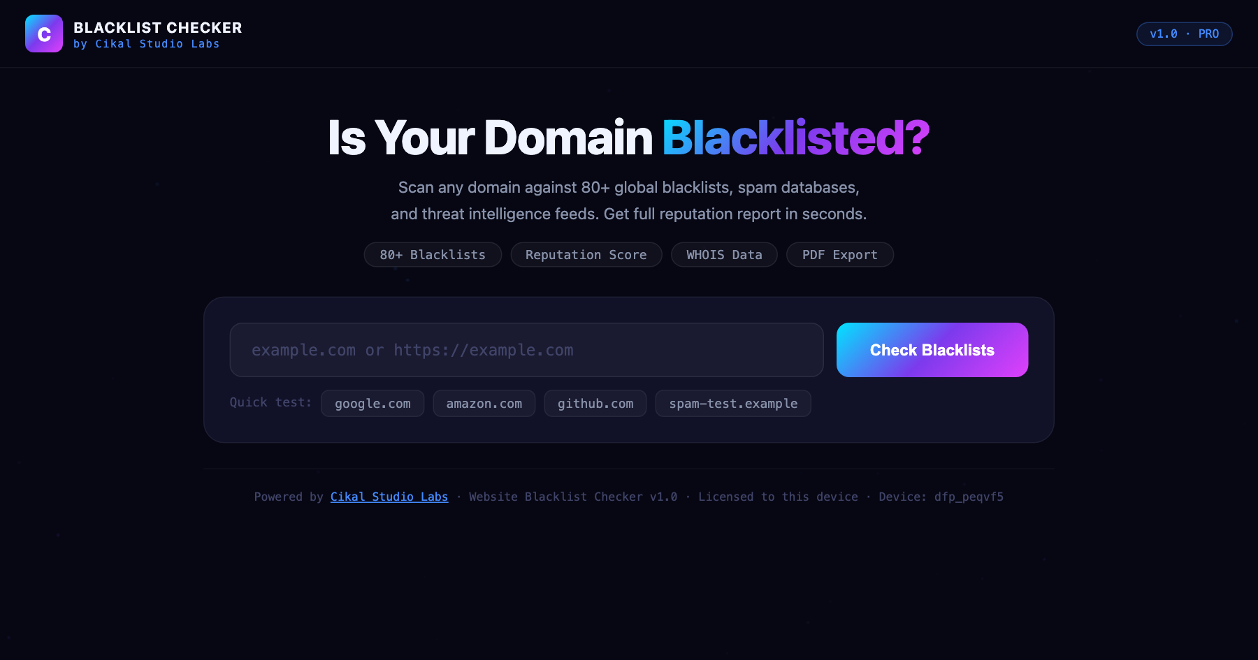 Website Blacklist Checker screenshot